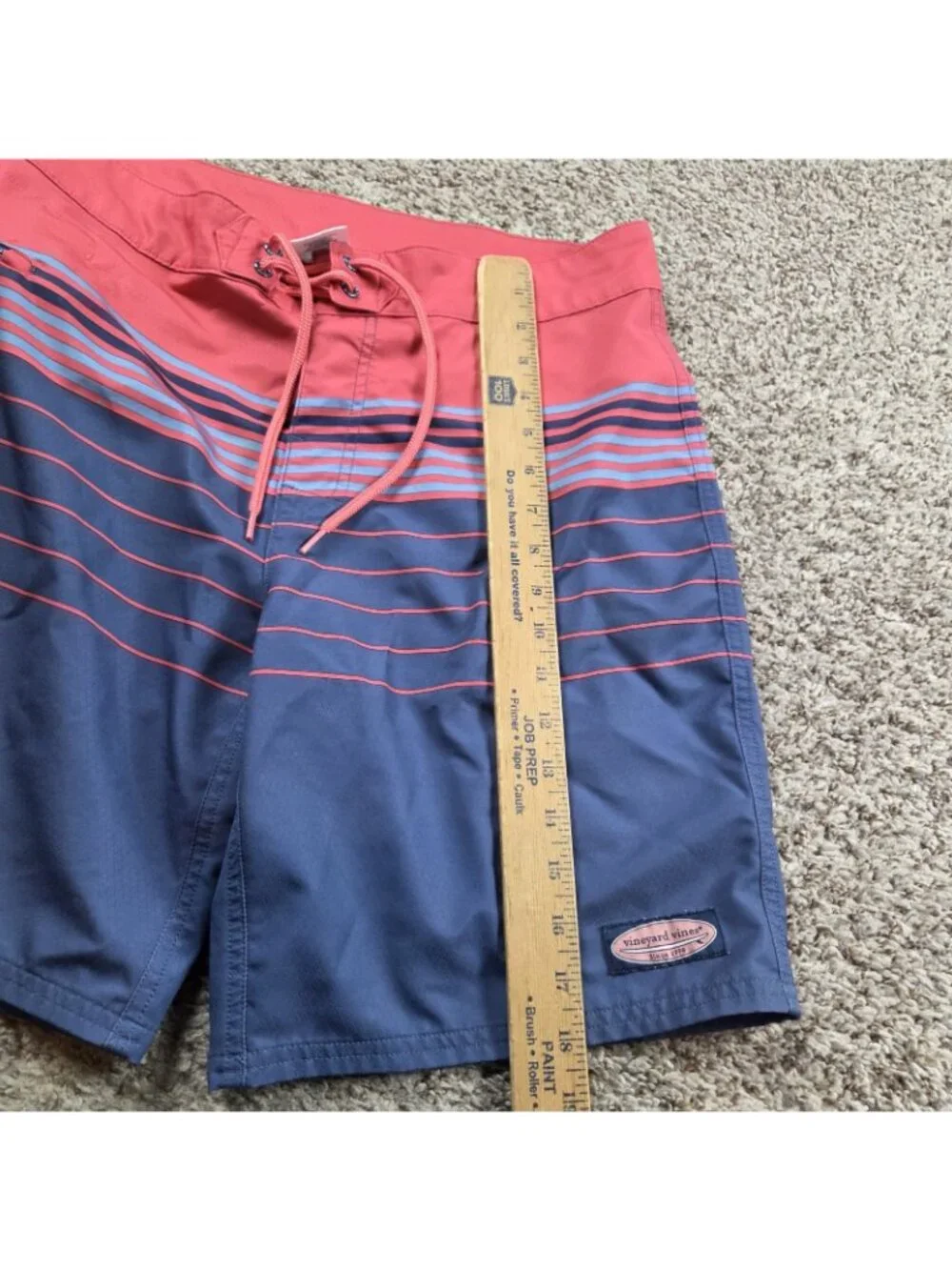 VINEYARD VINES Swim Trunks Mens 32 Blue/Red Striped Board Shorts Adjustable